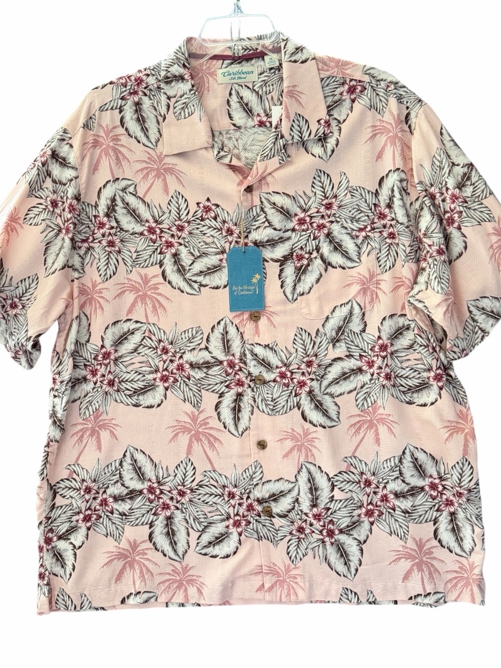Caribbean Silk Blend Tropical Flower Short Sleeve